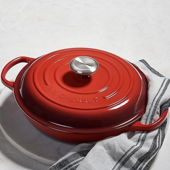 Le Creuset 30cm Shallow Casserole Signature Cast Iron Cerise