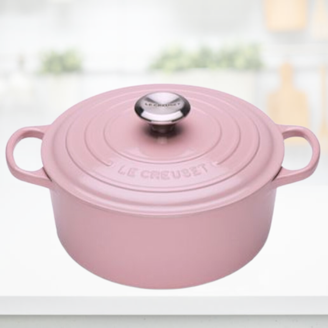 Le Creuset 26cm Round Casserole Signature Cast Iron Chiffon Pink