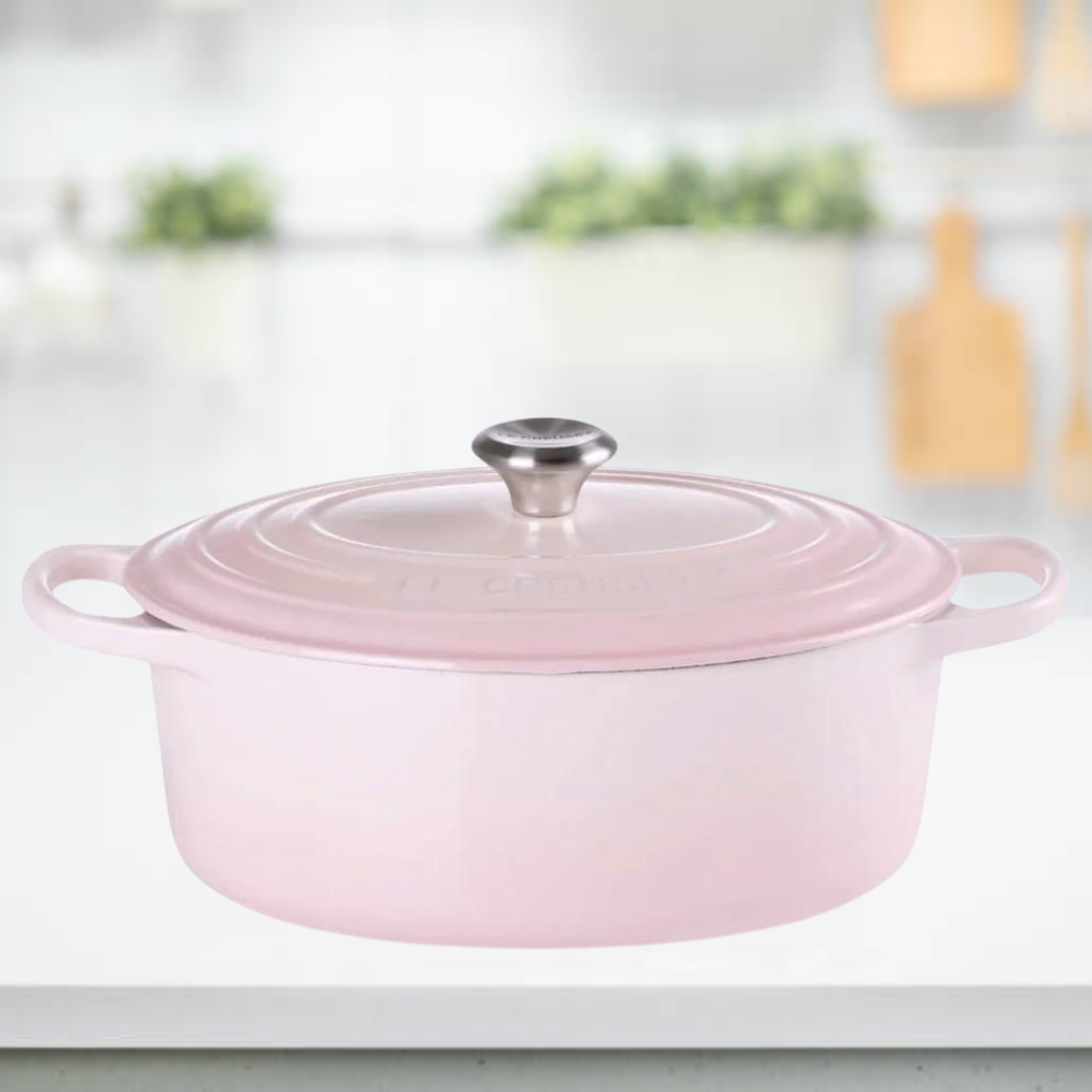 Le Creuset 25cm Oval Casserole Signature Cast Iron Shell Pink