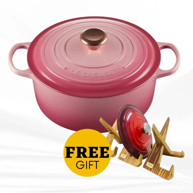 [FREE GIFT] Le Creuset 24cm Round Casserole Signature Cast Iron Berry (Copper knob) + FREE Wooden Lid Holder