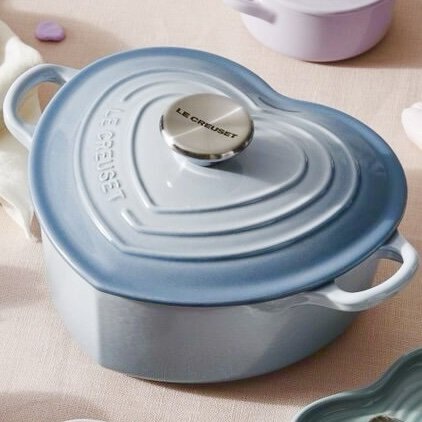 Le Creuset 20cm Heart Casserole Cast Iron Coastal Blue