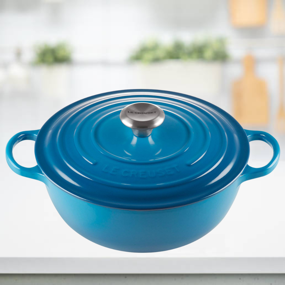 Le Creuset 26cm Marmite Signature Cast Iron Marseille Blue (White Interior)
