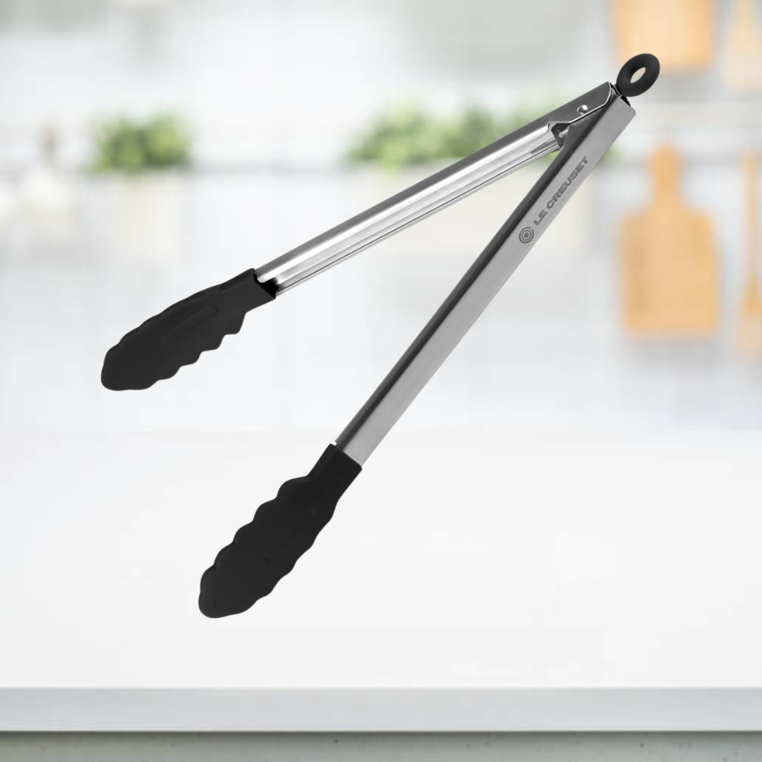 Le Creuset Large Stainless Steel Tongs Black (30cm)