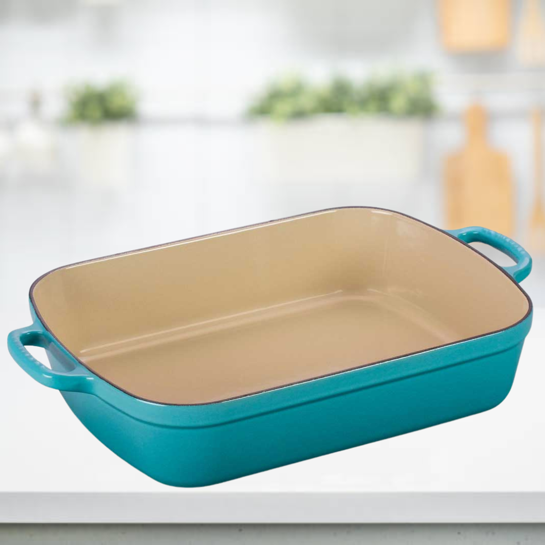 Le Creuset 33cm Rectangular Roaster Signature Cast Iron Teal