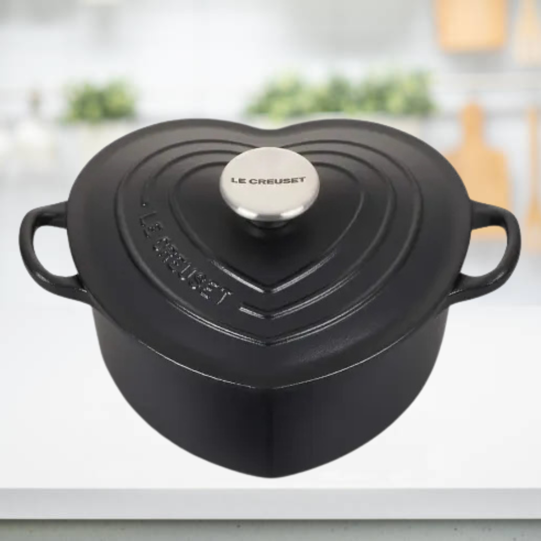 Le Creuset 20cm Heart Casserole Cast Iron Satin Black