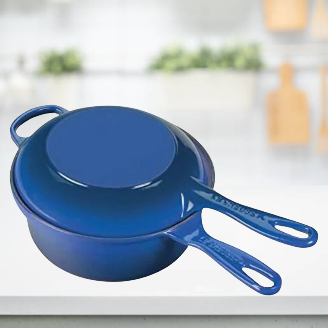 Le Creuset 26cm 2-in-1 Saucepan Marmitout Cast Iron Marseille Blue