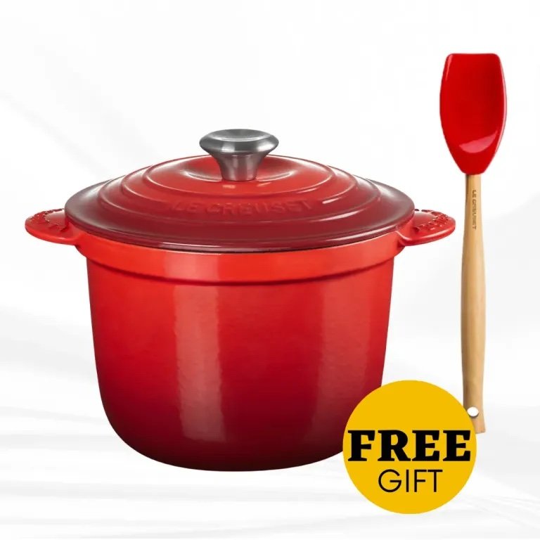 [FREE GIFT] Le Creuset 18cm Cocotte Every Rice Pot Cast Iron Cerise + FREE Craft Mini Spatula Spoon Cerise