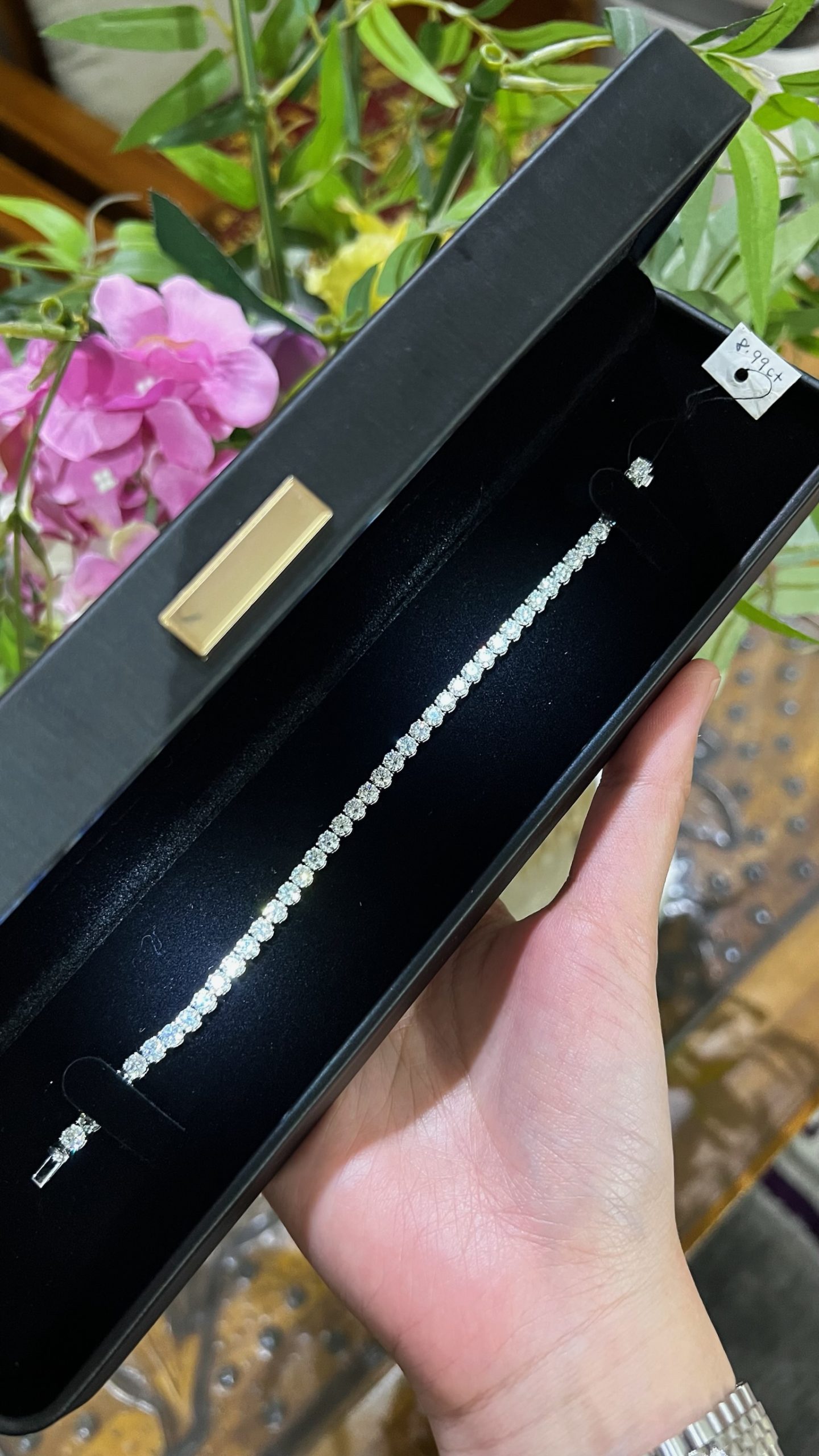 [NEW] Ladies Certified 18 Ct White Gold 8.99 Ct Natural Diamond Tennis Bracelet - 7"